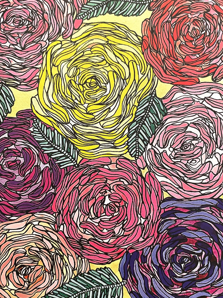 SUSANA CACHO-5" x 7" Art Print- Multicolor Roses