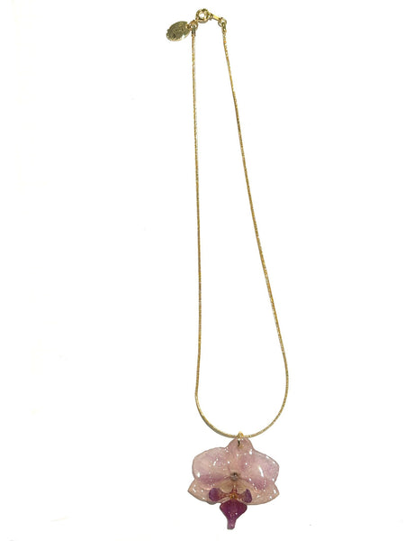 FLORE.C - Clear Pink and Lilac Orchid Necklace -CO.02