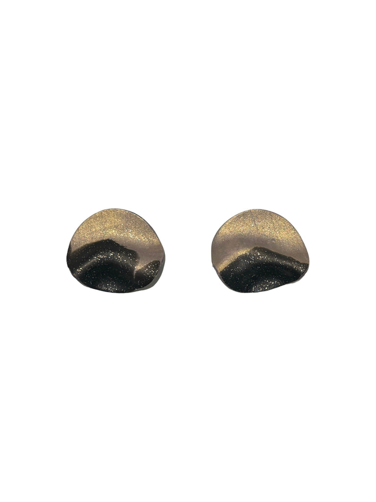 CONTRASTE- Pliego Small Polymer Earrings- Black Gold