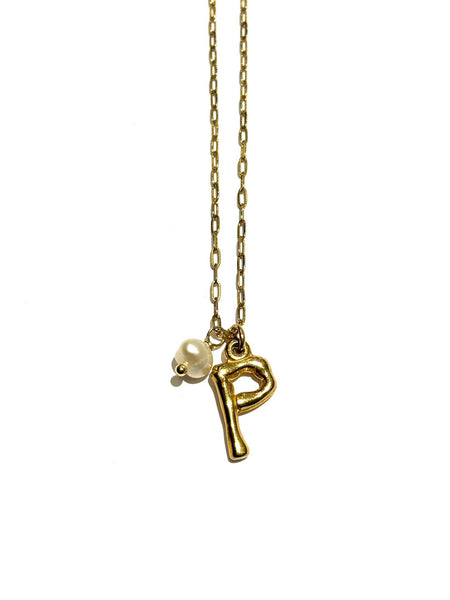 HC DESIGNS - Initial and Pearl Necklace