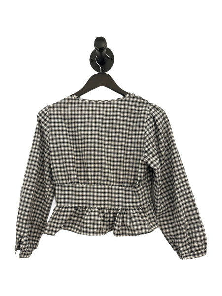 THRIFT- Gingham Long Sleeve Blouse - Medium