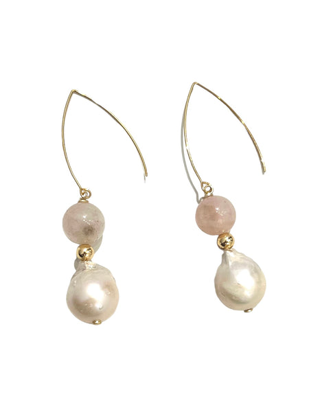 HC DESIGNS - Agate and Baroque Pearl Earrings (more colors available)