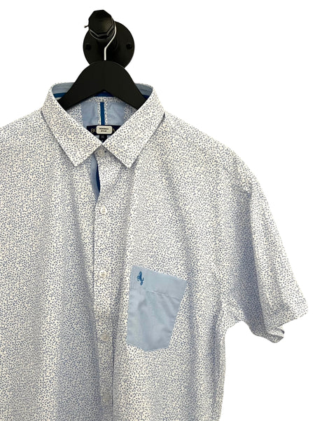 BORONEA- Light Blue Mini Flower Print Shirt