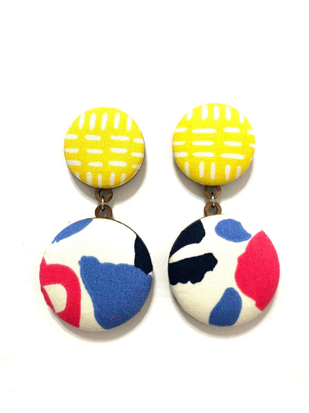 BOTÓN DE AZÚCAR - Double Earrings- Yellow and Blobs