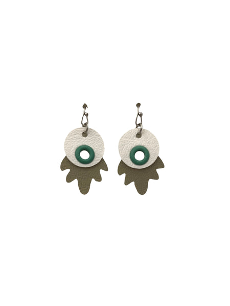 INÉDITO- Small Earrings- Fall Leaves (White/Sand/Turquoise Eyelets)