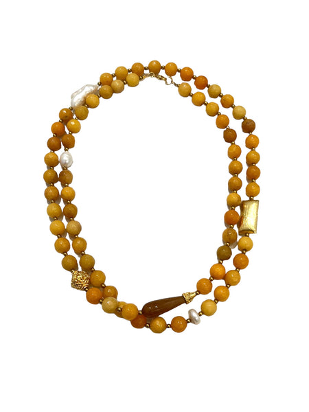 HC DESIGNS - Agate Long Necklace - Yellow Mustard