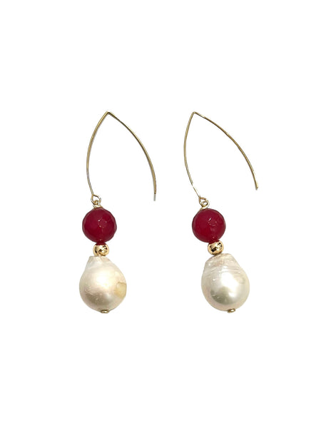 HC DESIGNS - Agate and Baroque Pearl Earrings (more colors available)