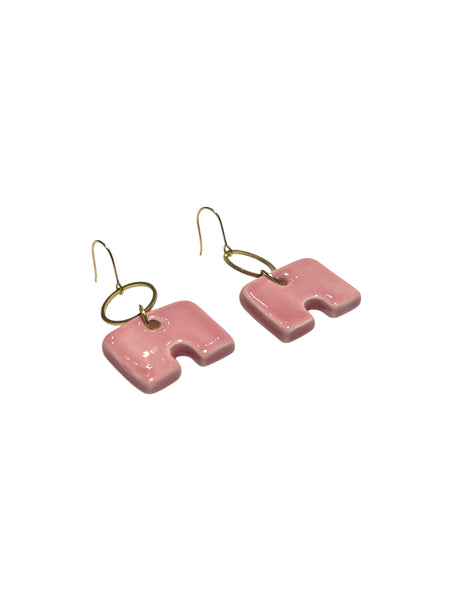 ITSARI- Long Earrings - Brass Circle and Pink