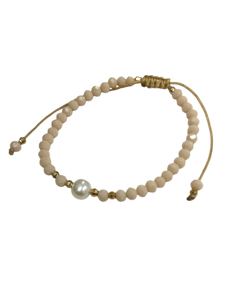 E-HC DESIGNS- Pearl with Crystals Adjustable Bracelets (More colors available)