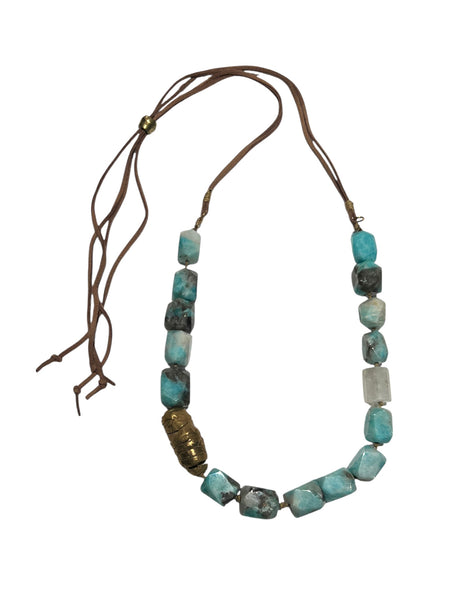 MONIQUE MICHELE- Chunky Peruvian Opal Necklace with Brass Bead