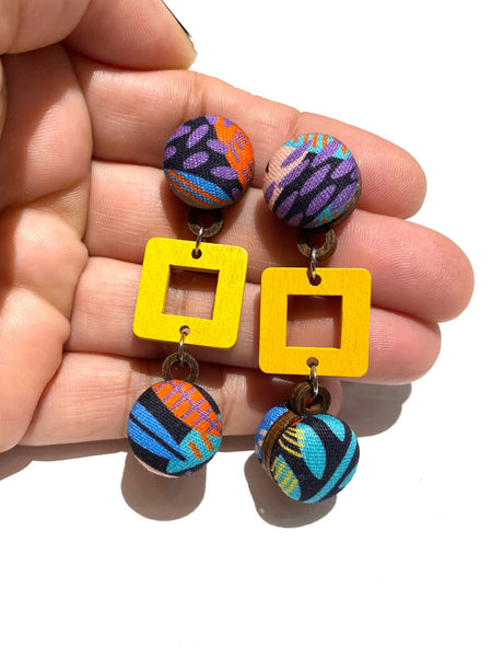 BOTÓN DE AZÚCAR - Ventana Earrings- Small- Funky Colors