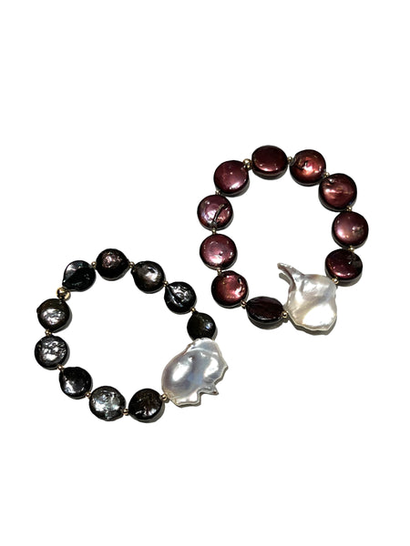 E-HC DESIGNS - Baroque Pearls Elastic Bracelet