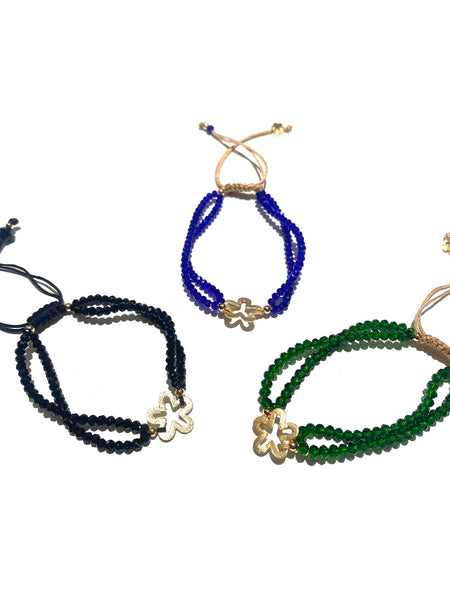 E-HC DESIGNS- Double Crystals with a Flower Bracelet (more colors available)