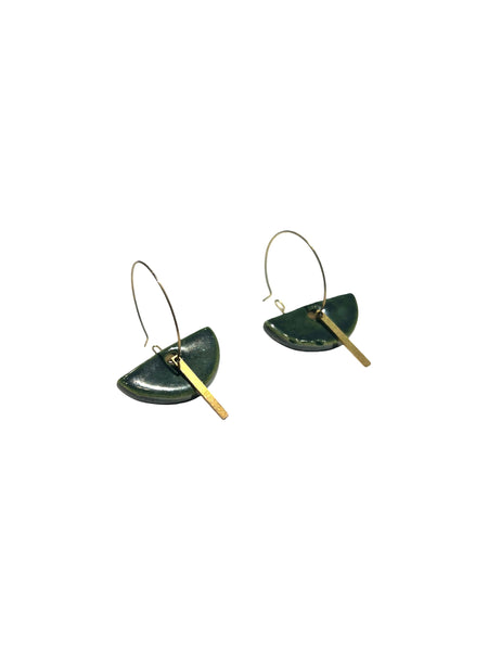 ITSARI- Long Earrings - Half Circle - Hoops Green