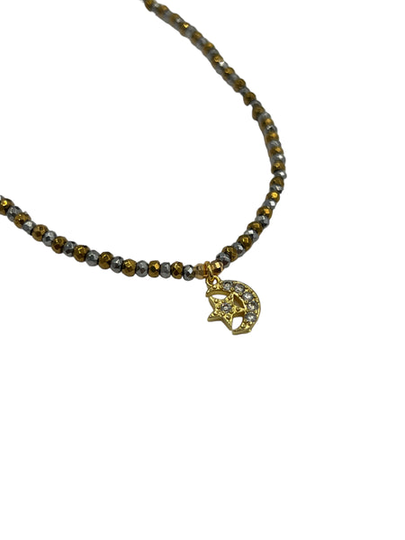 E-HC DESIGNS- Hematita Metallic Adjustable Chokers with Pendants