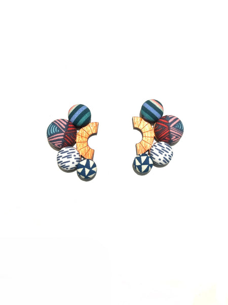 BOTÓN DE AZÚCAR- Nube Crawler Earrings - Blue Patterns