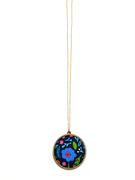 BOTÓN DE AZÚCAR- PENDANT NECKLACE- SINGLE- BLUE FLOWER