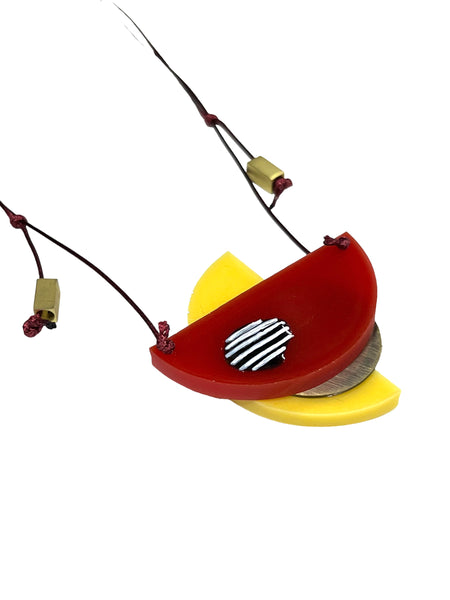 MIND BLOWING PROJECT- Geo Adjustable Necklace - Yellow and Burgundy