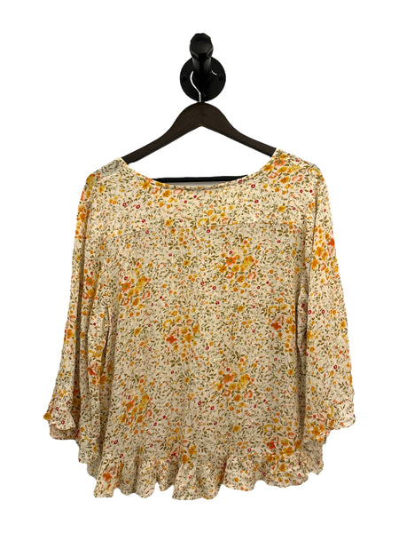 THRIFT- Floral Long Sleeve Blouse - Large