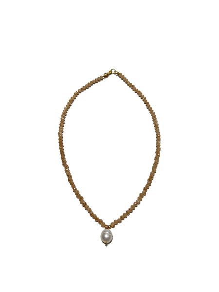 HC DESIGNS- Full Crystal Necklace with Pearl Drop (many colors available)