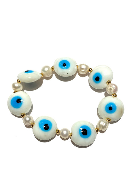 E-HC DESIGNS- Evil Eye Pearl Bracelet