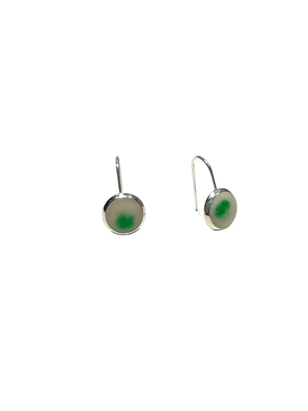 MIND BLOWING PROJECT- Small Circle Earrings - White and Green