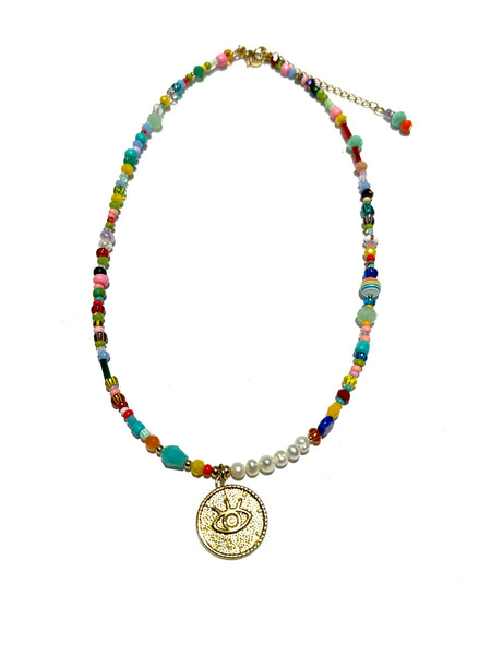 HC DESIGNS - Seedbeads and Pearls Medallion Necklace