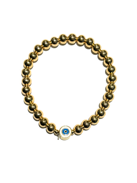 E-HC DESIGNS- Evil Eye Elastic Gold Bracelet (more colors available)