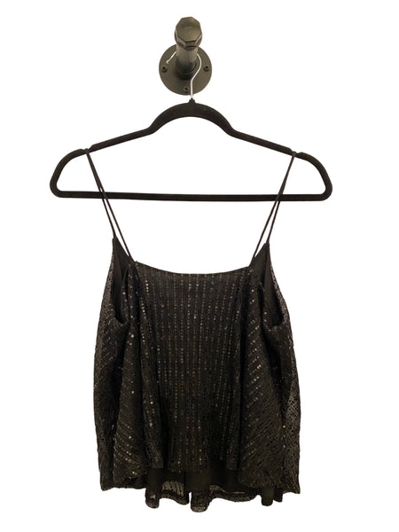 THRIFT- Loose Black Sequined Top (Large)