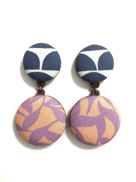 BOTÓN DE AZÚCAR - Double Earrings- Lavender Salmón Gray