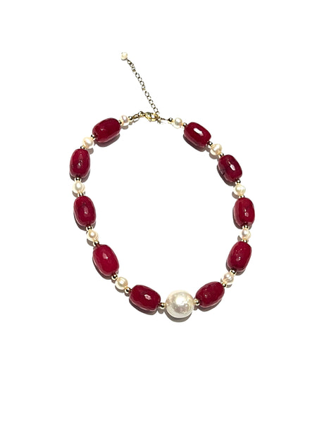 HC DESIGNS- Red Agate and Pearl