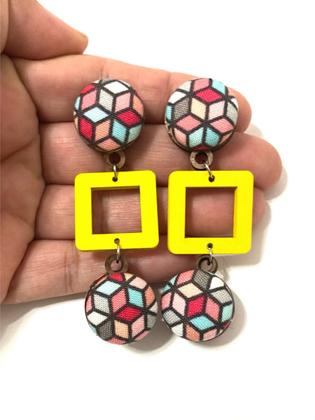 BOTÓN DE AZÚCAR - Ventana Earrings- Large- Cubist