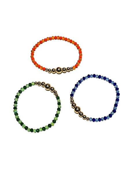 E-HC DESIGNS- Full Crystal and Gold Details - Elastic Bracelets