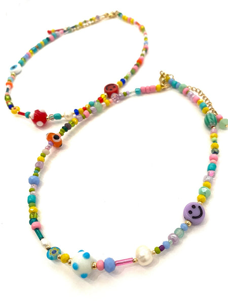 HC DESIGNS - Mix Happy Face Seedbeads Necklace