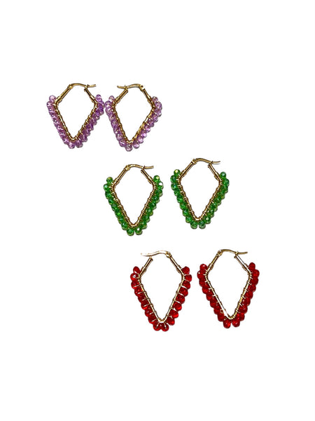 HC DESIGNS - Small Beaded Diamonds Hoops - Golden (More colors available)