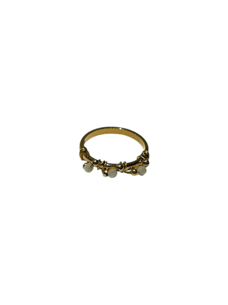 DEKOKRETE - Small Pearl Ring - Gold/White