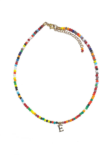 HC DESIGNS- Colorful Small Crystal Necklace with Initial