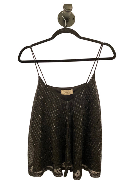 THRIFT- Loose Black Sequined Top (Large)