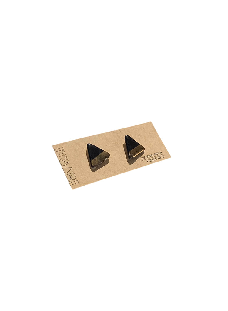 ITSARI- Studs - 22k Gold Black Triangle