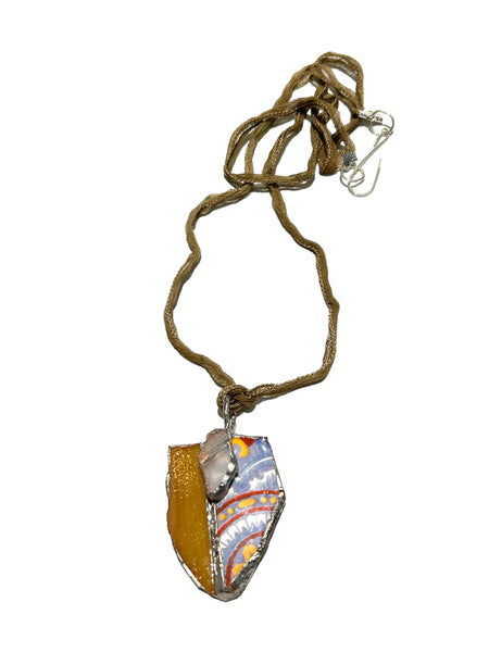 FLOR DE AZUCENA - Azulejo & Vitral Choker 01