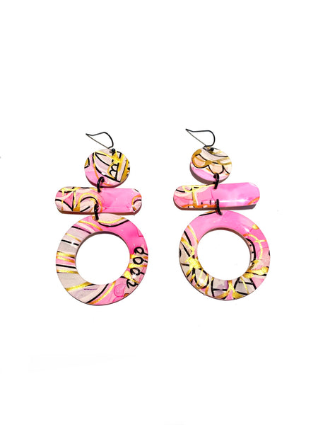 CAMBALACHE BY VIRGINIA NIN - Big Reversible Earrings - Shades of Pink