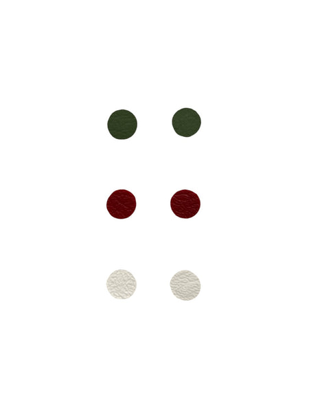 INÉDITO- Studs Set Round (Sage Green/Red/White)