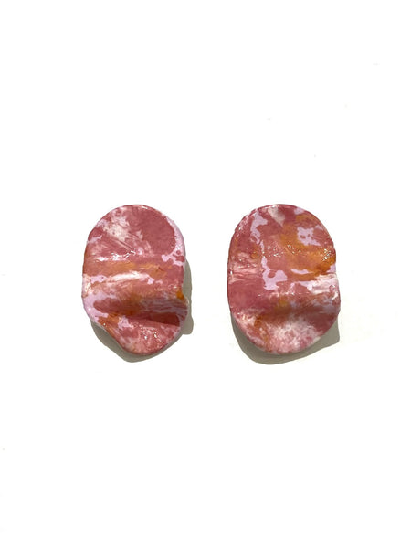 CONTRASTE- Pliego Medium Oval Ceramic Earrings- Purple tones