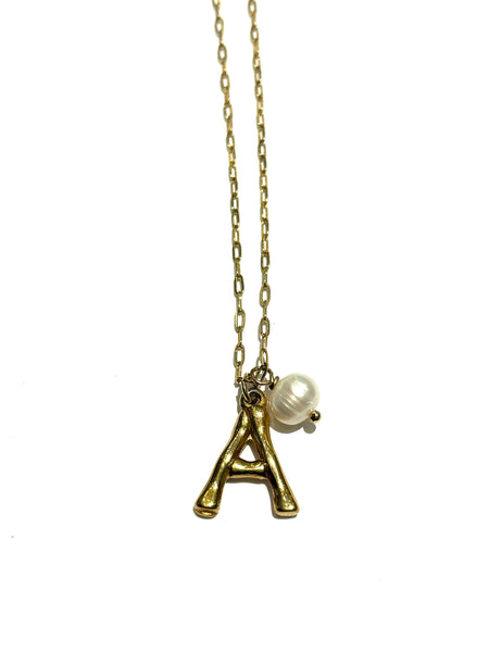 HC DESIGNS - Initial and Pearl Necklace