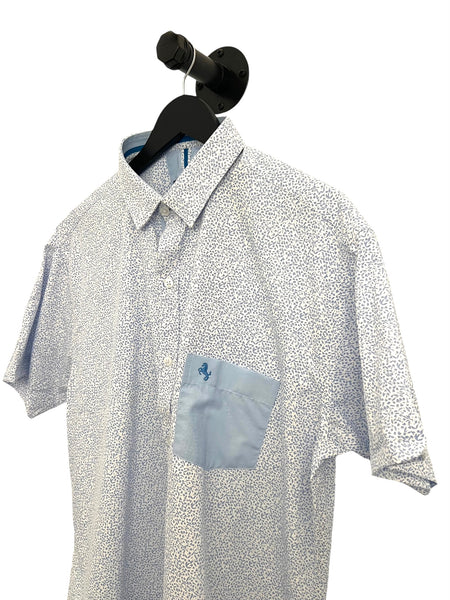 BORONEA- Light Blue Mini Flower Print Shirt