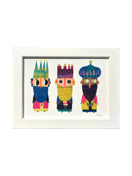 NÍVEA ORTÍZ - GIGLEÉ - Reyes Magos Funky - 5 x 7 White Framed Print