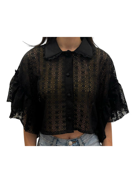 VALENTINA - Oversized Top - Black Lace