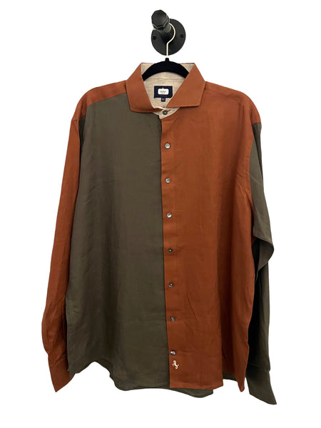 BORONEA- Linen Block Long Sleeve- Earth Tones