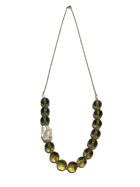 HC DESIGNS- Smokey Quartz Pearl Chain Necklace