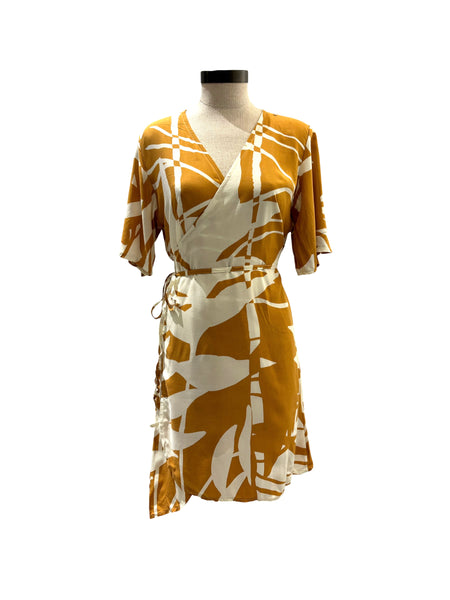 OMA DESIGNS - Creme Paradise Wrap Short Dress